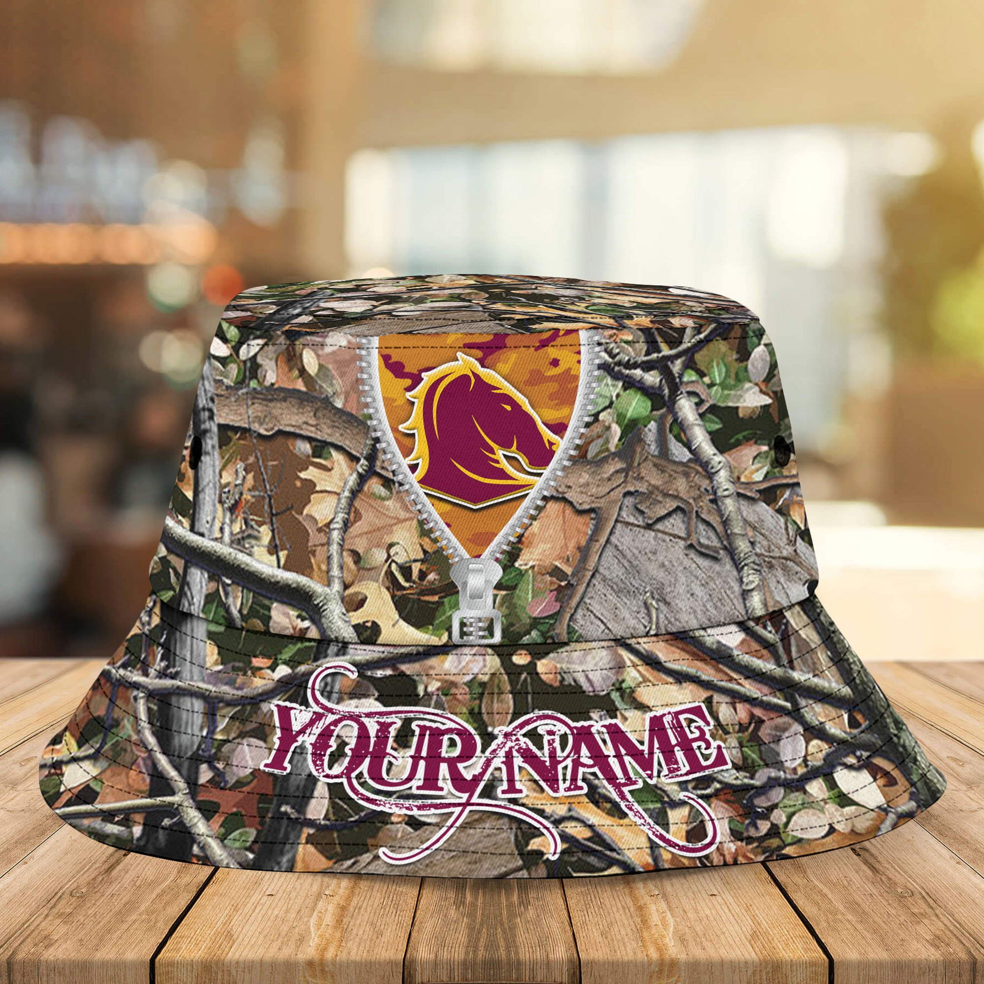 Nrl Broncos Camo Hunting Personalized Bucket Hat For Fans