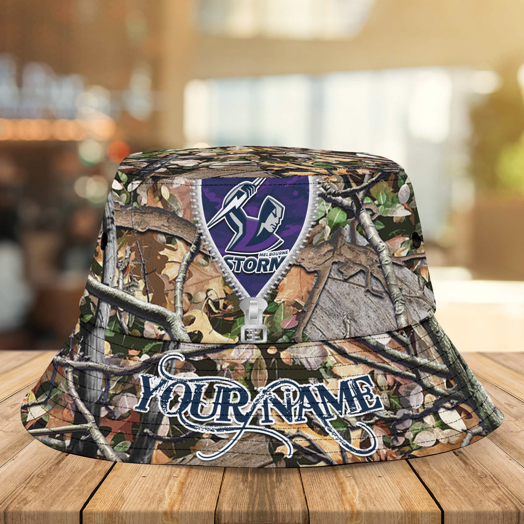 Nrl Storm Camo Hunting Personalized Bucket Hat For Fans