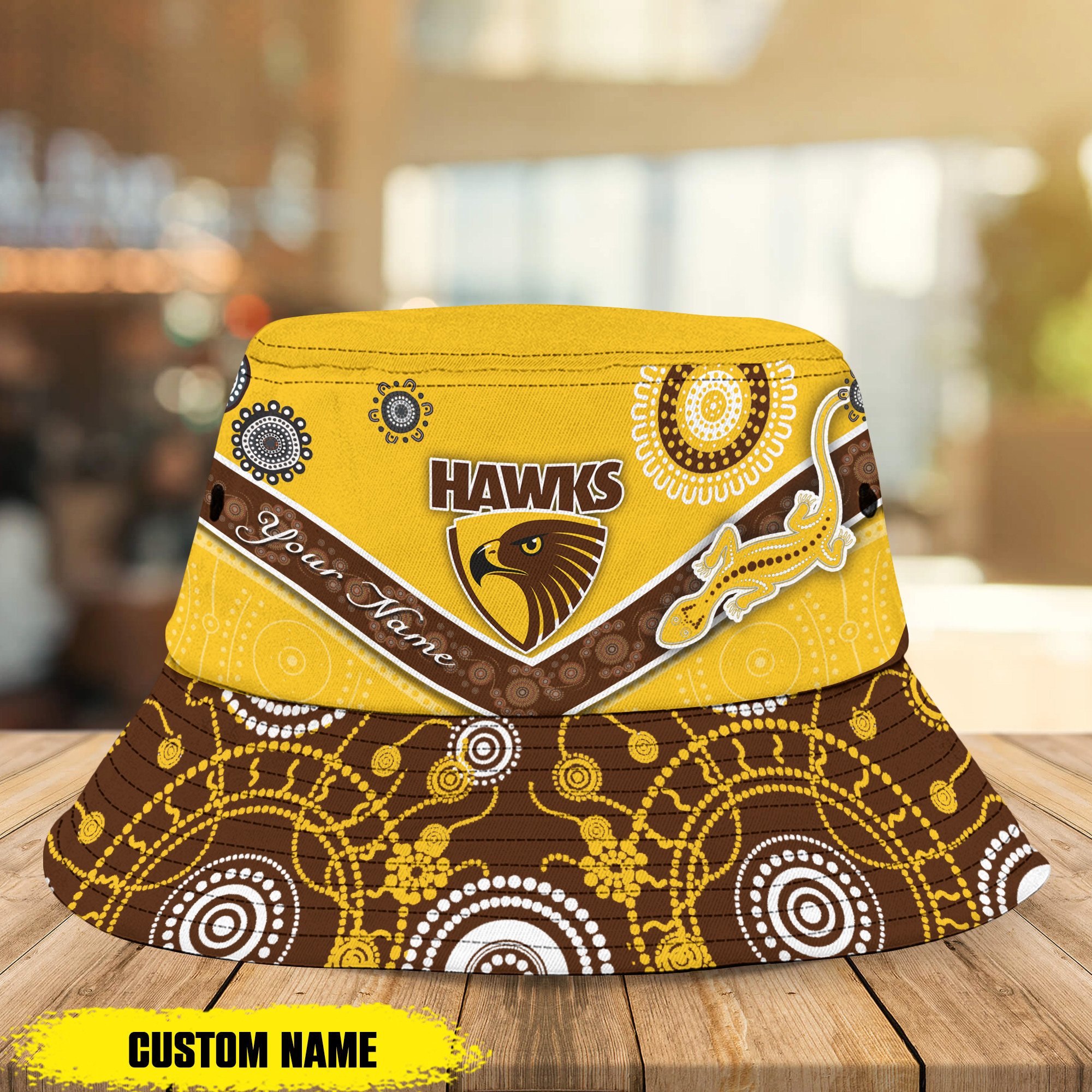 Afl Hawthorn Hawks Bucket Hat Personalized For Fans