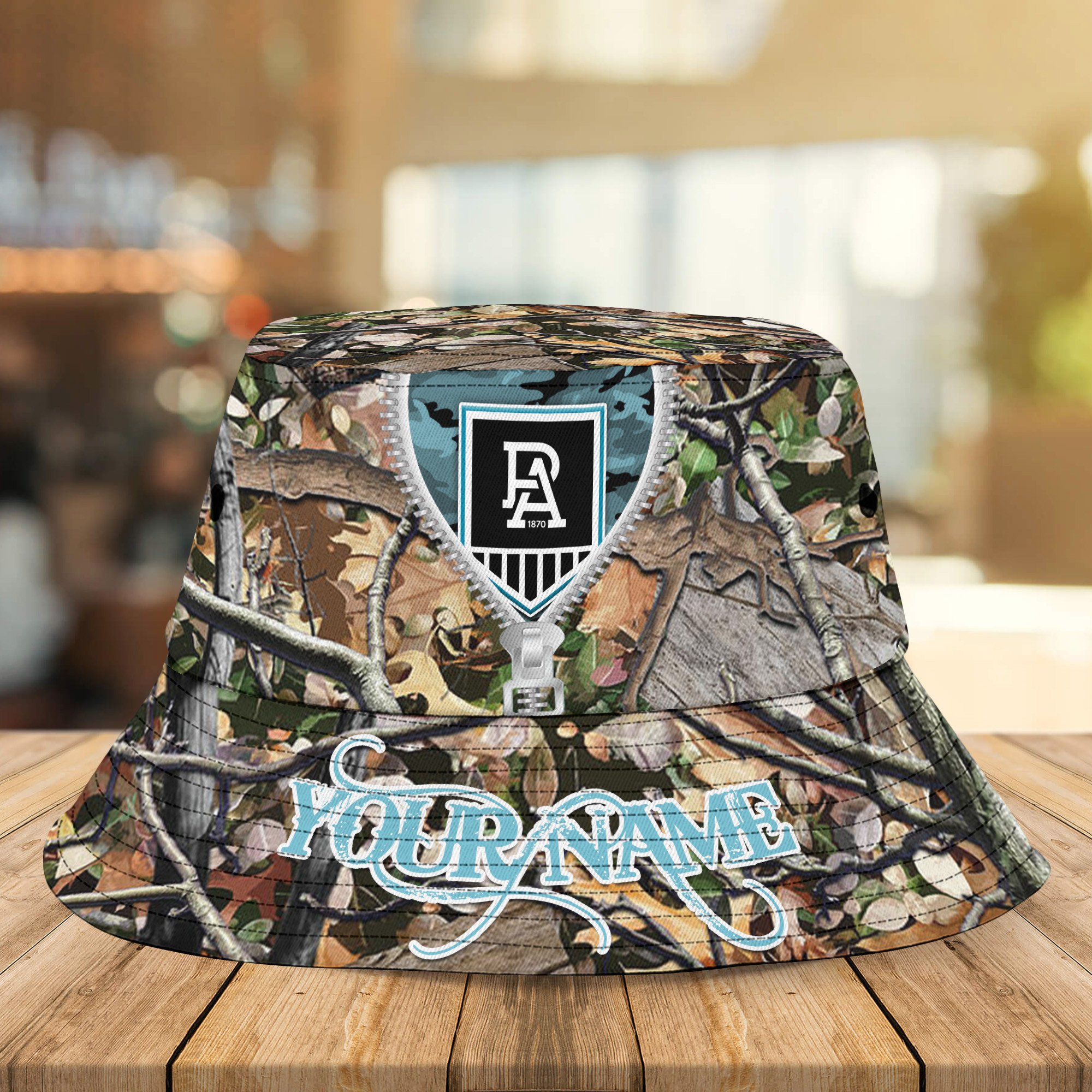 Afl Port Adelaide Power Camo Hunting Bucket Hat Personalized For Fans