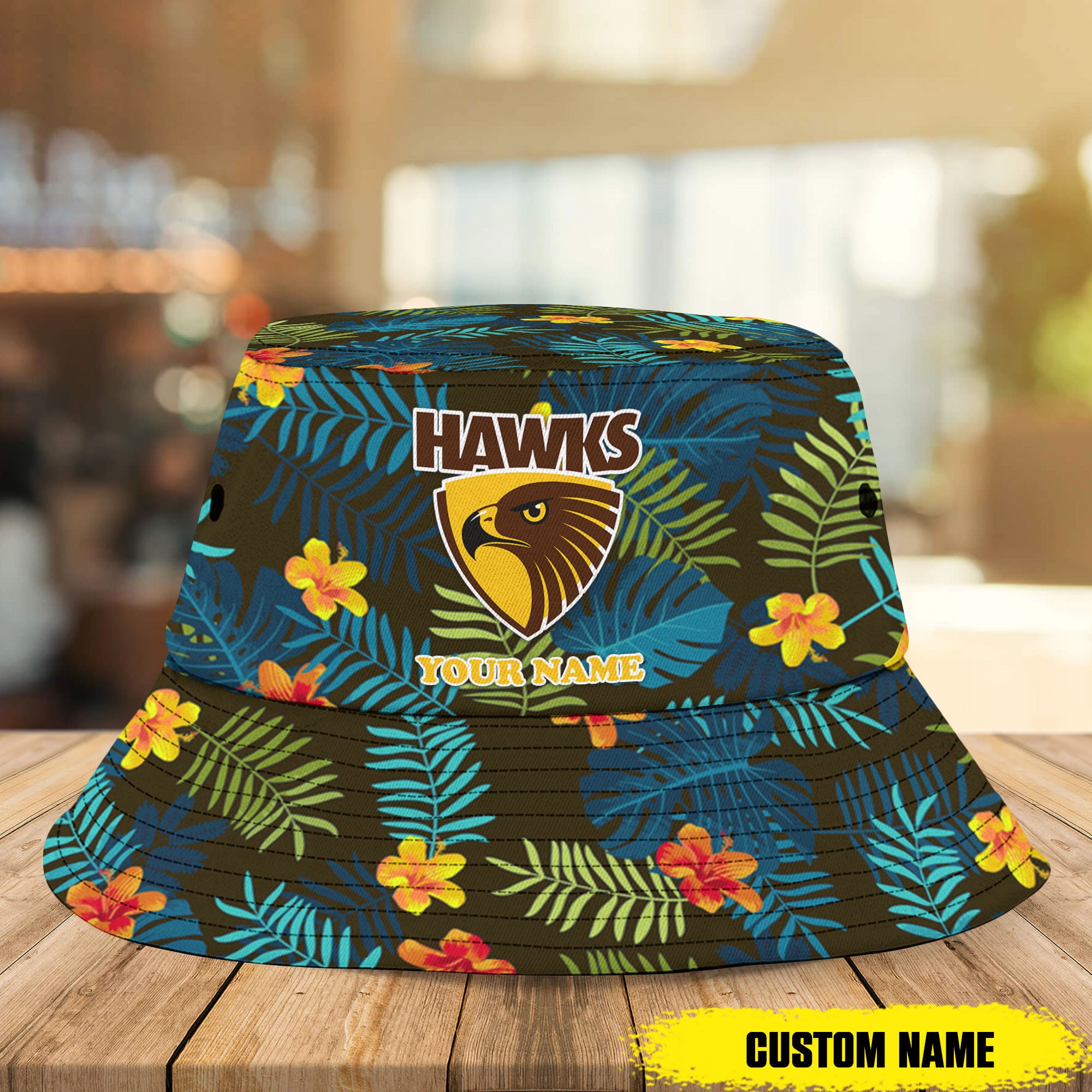Afl Hawthorn Hawks Bucket Hat Custom Name Flowers Gifts For Fans
