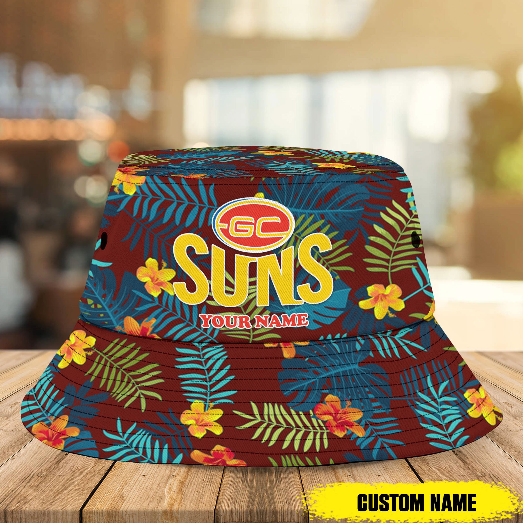Afl Gold Coast Suns Bucket Hat Custom Name Flowers Gifts For Fans