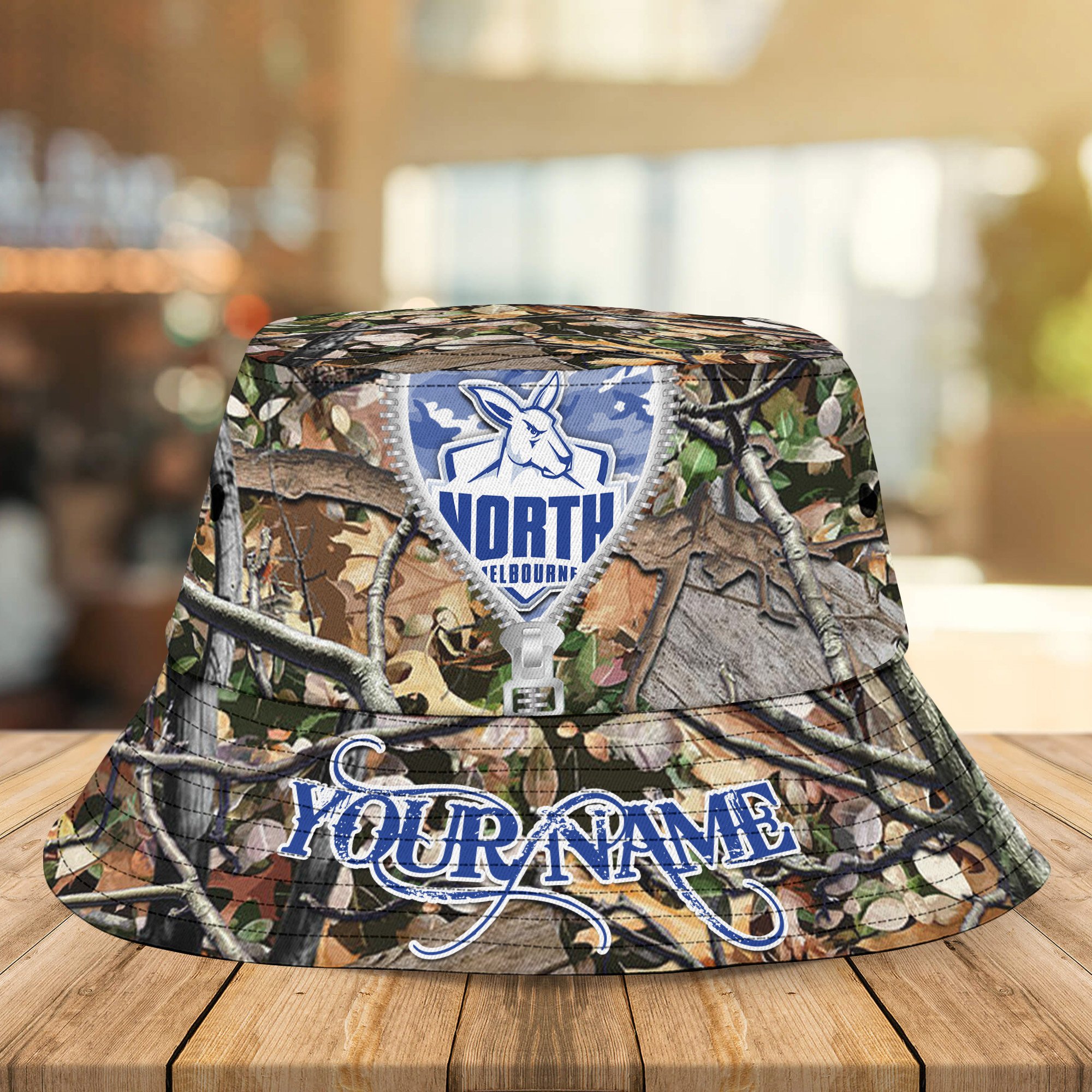 Afl North Melbourne Kangaroos Camo Hunting Bucket Hat Personalized For Fans