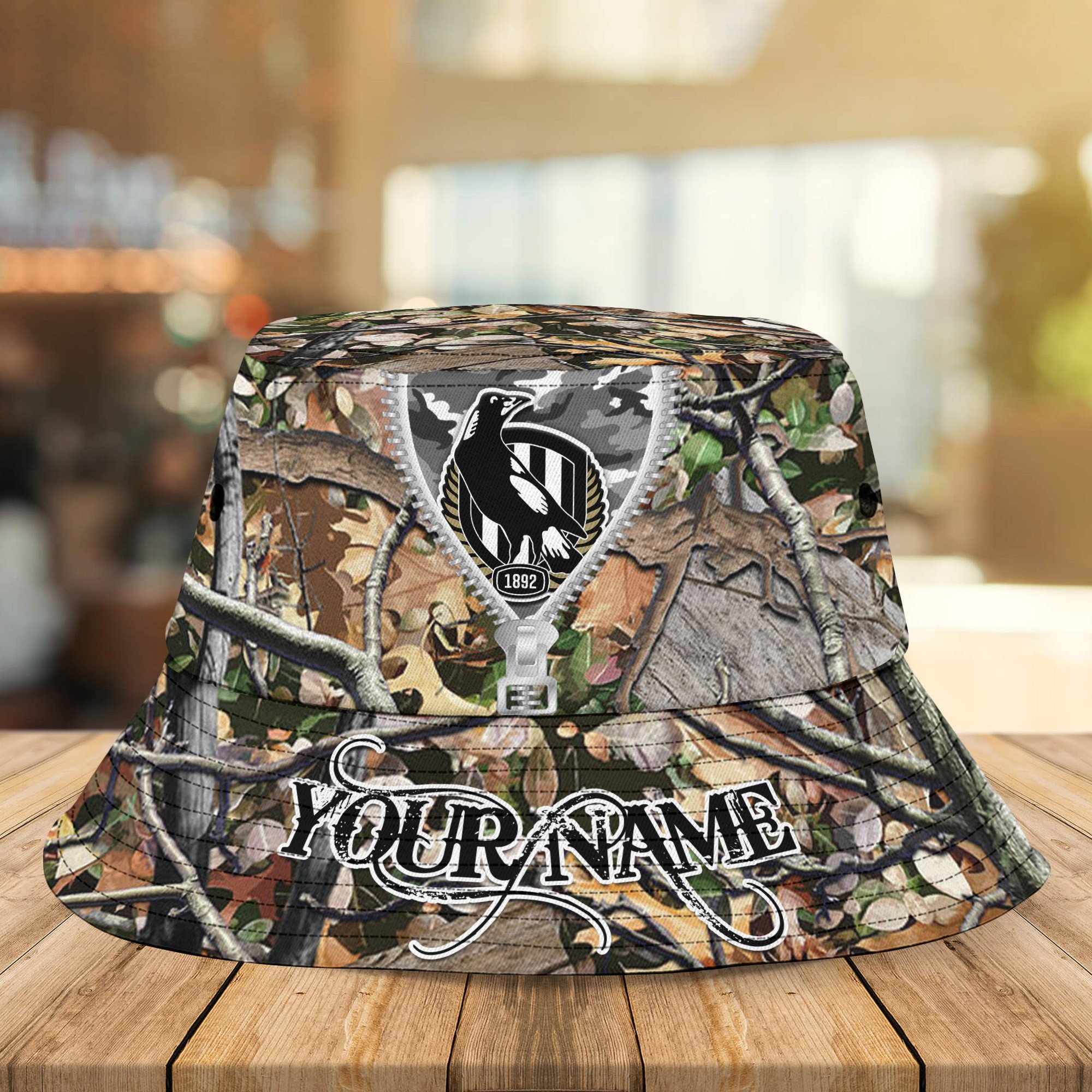 Afl Collingwood Magpies Camo Hunting Bucket Hat Personalized For Fans