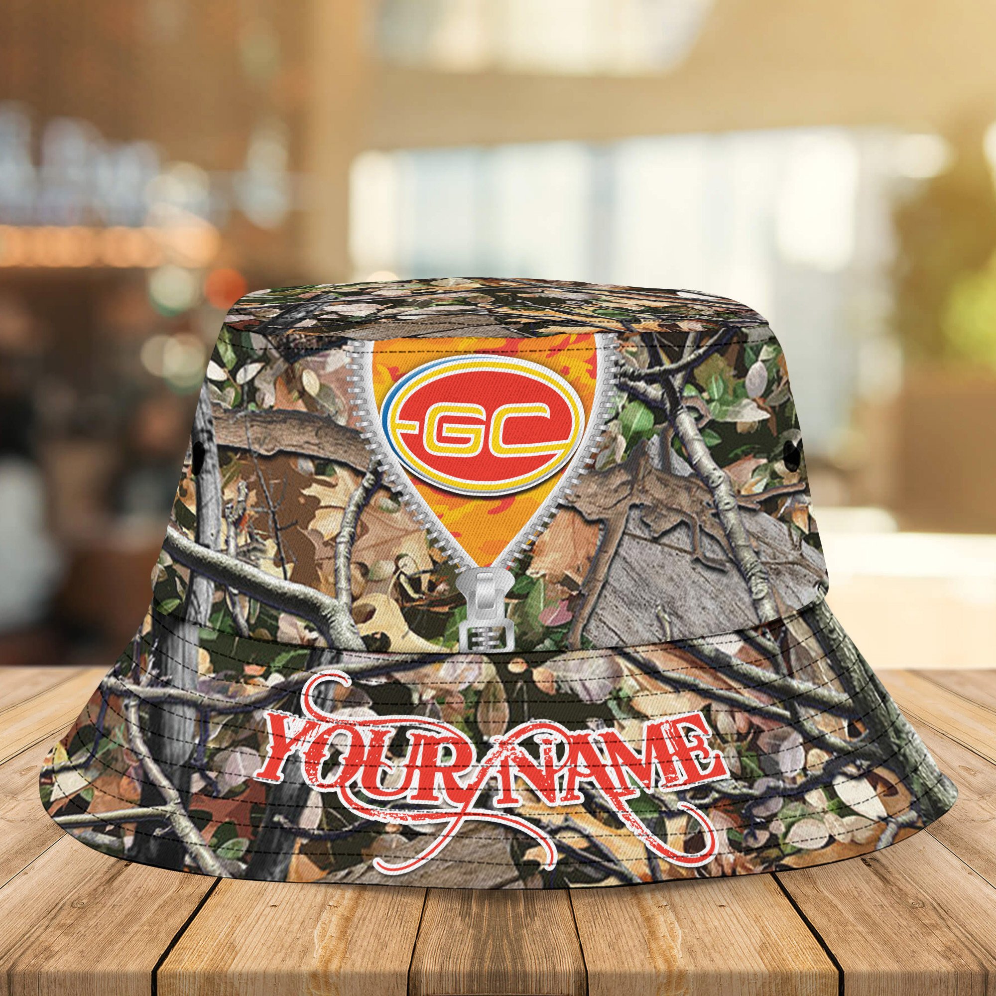 Afl Gold Coast Suns Camo Hunting Bucket Hat Personalized For Fans