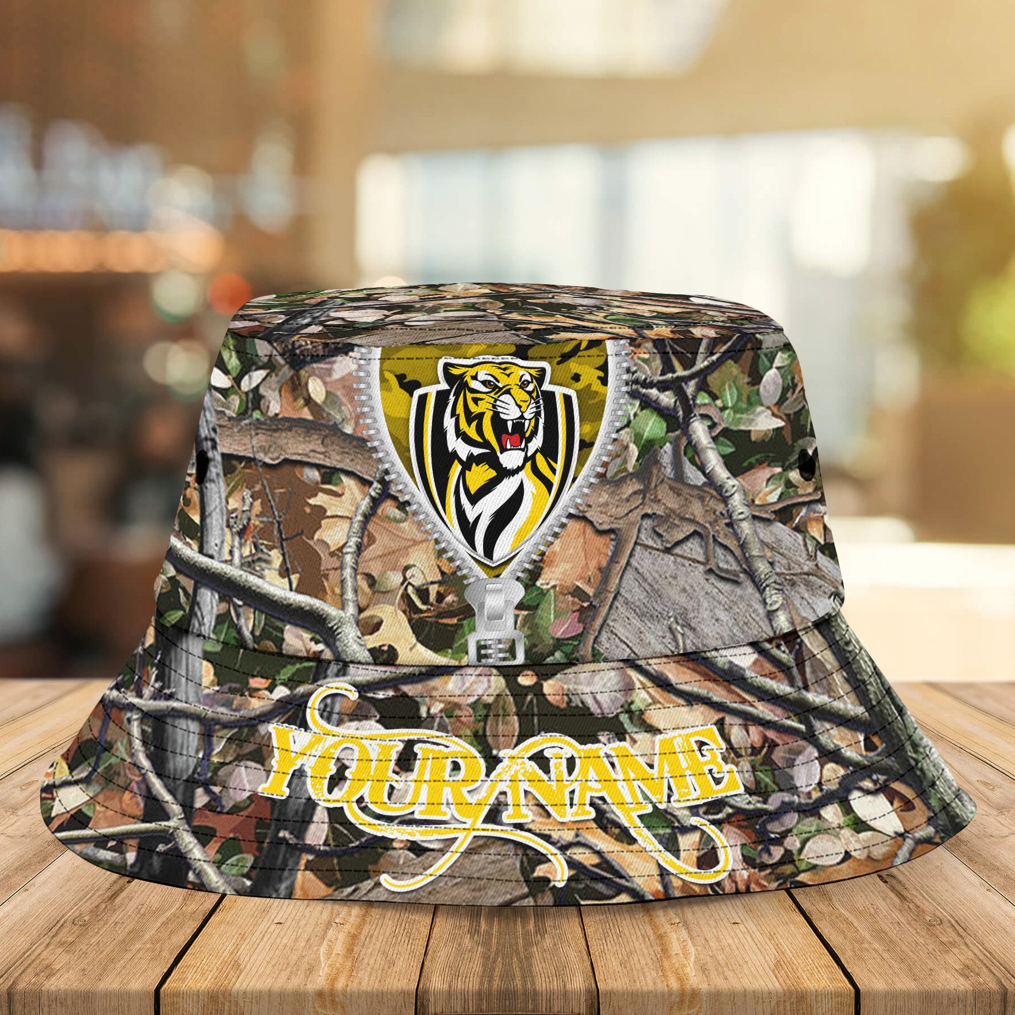Afl Richmond Tigers Camo Hunting Bucket Hat Personalized For Fans