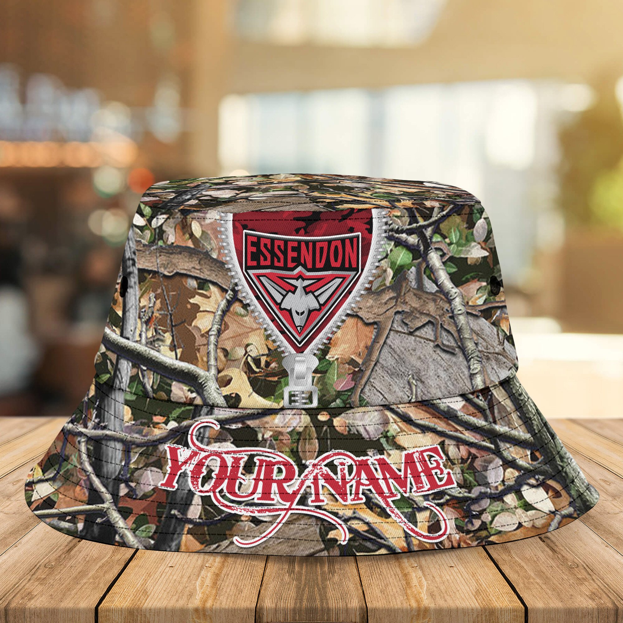 Afl Essendon Bombers Camo Hunting Bucket Hat Personalized For Fans
