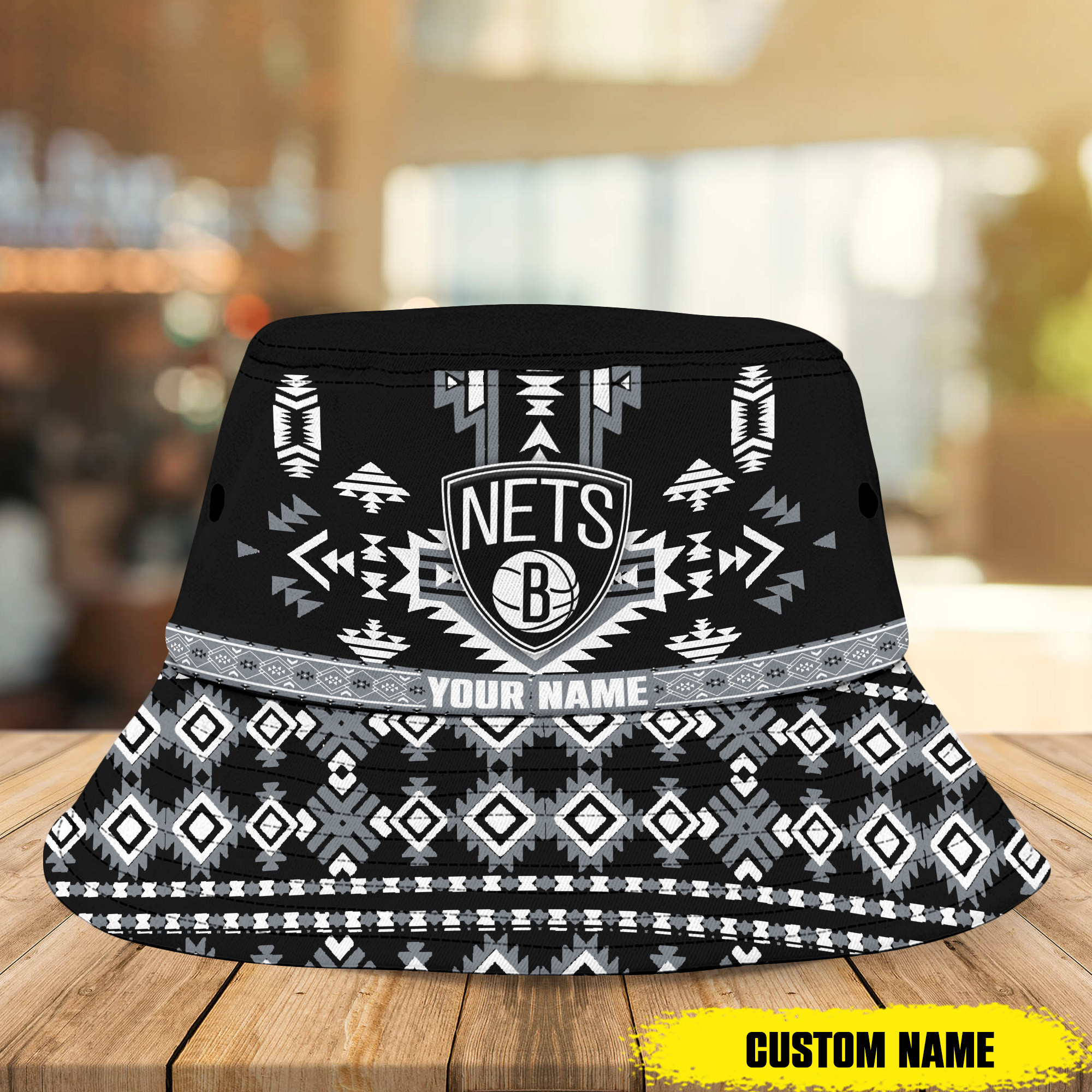 Nba Brooklyn Nets Native Pattern Personalized Bucket Hat 