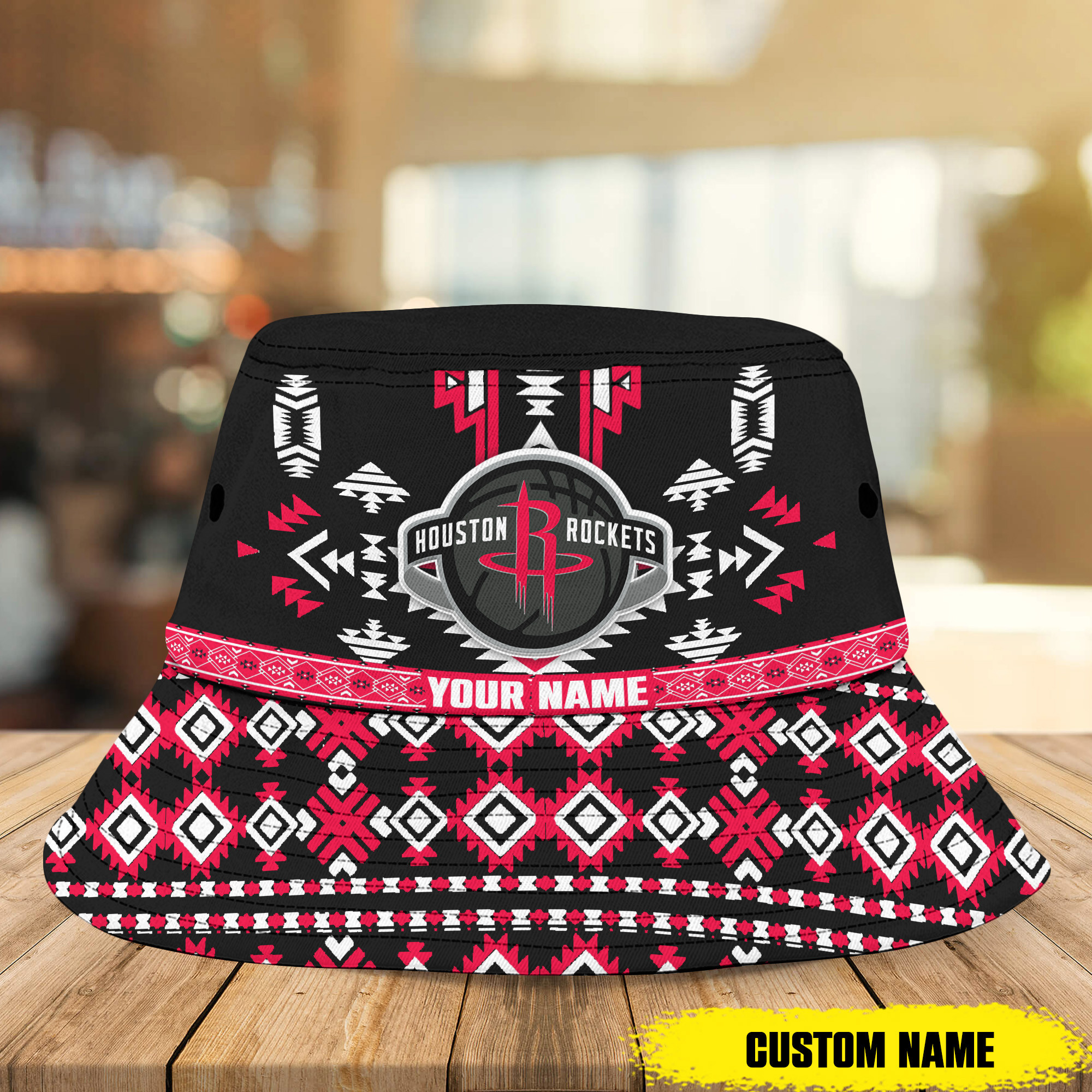 Nba Houston Rockets Native Pattern Personalized Bucket Hat 