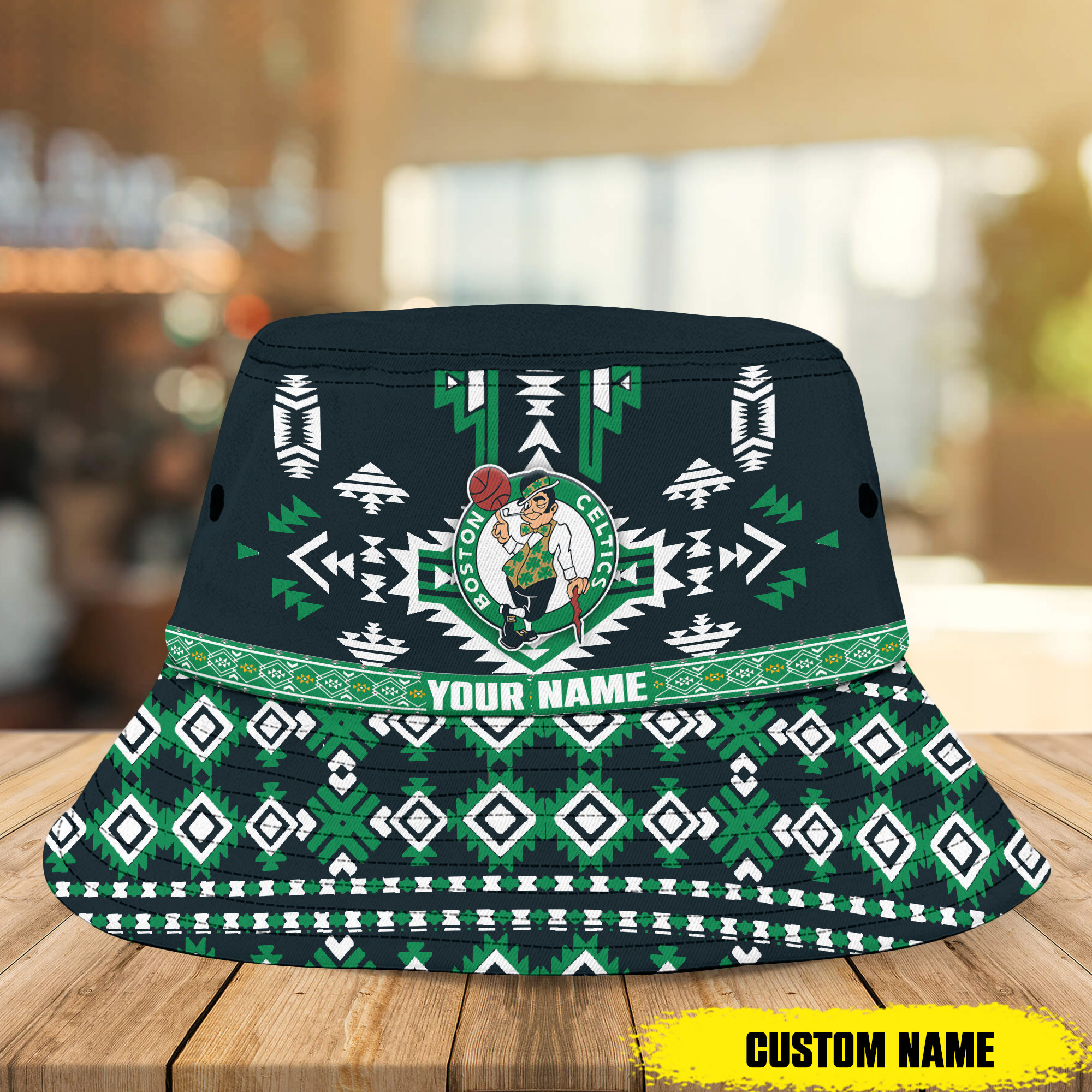 Nba Boston Celtics Native Pattern Personalized Bucket Hat 