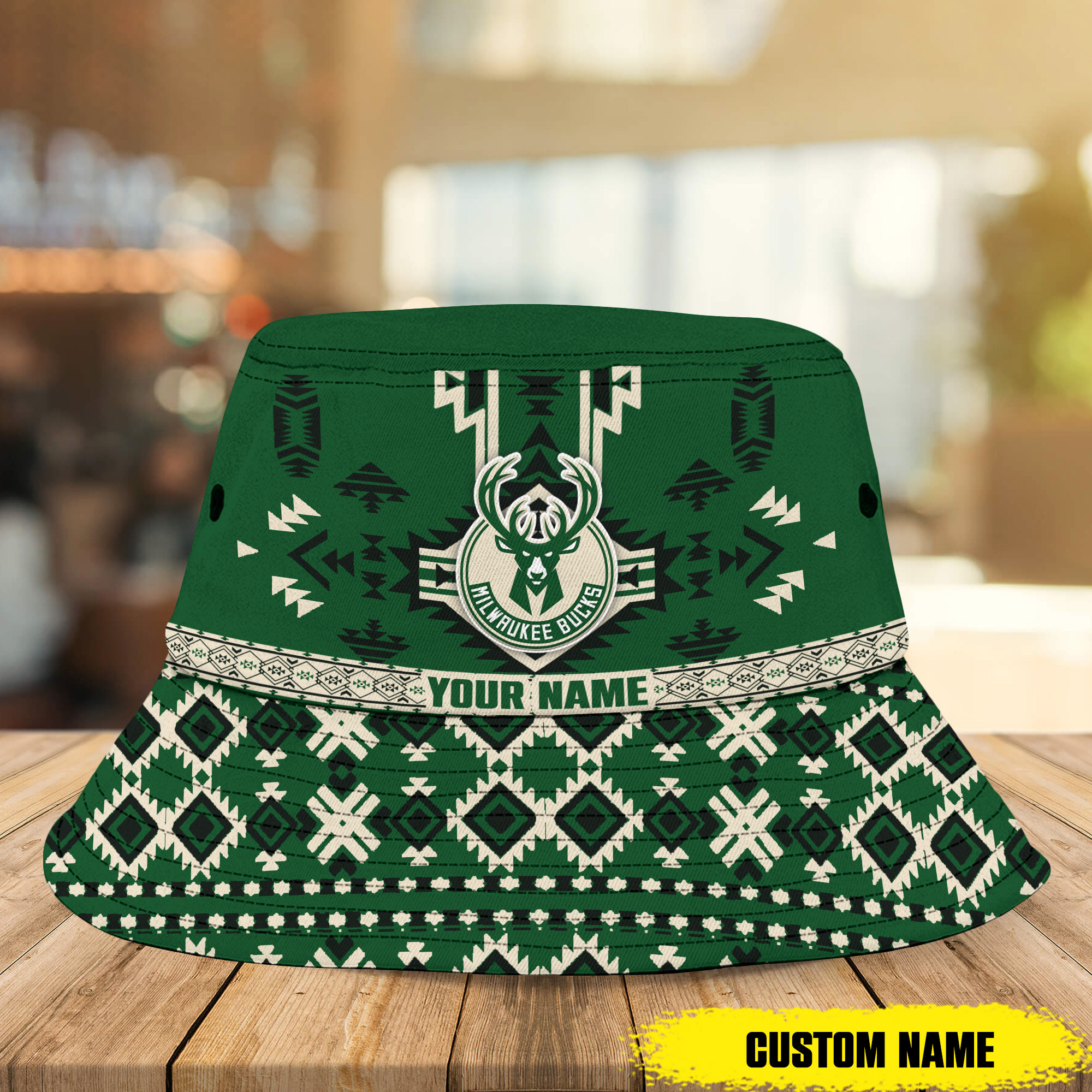 Nba Milwaukee Bucks Native Pattern Personalized Bucket Hat 