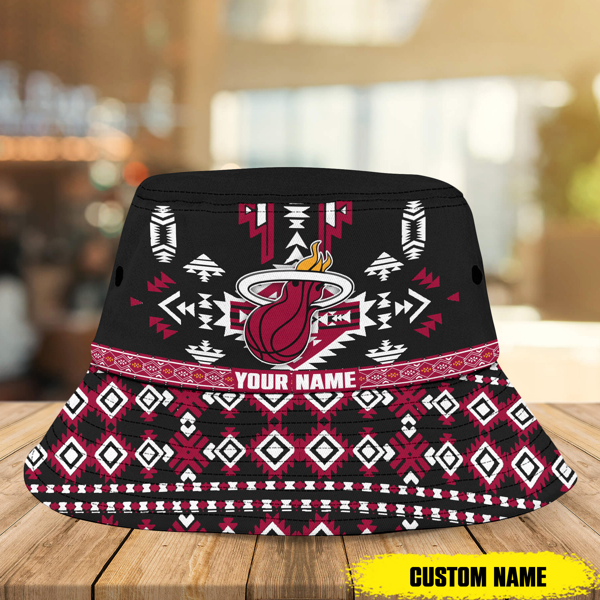Nba Miami Heat Native Pattern Personalized Bucket Hat 