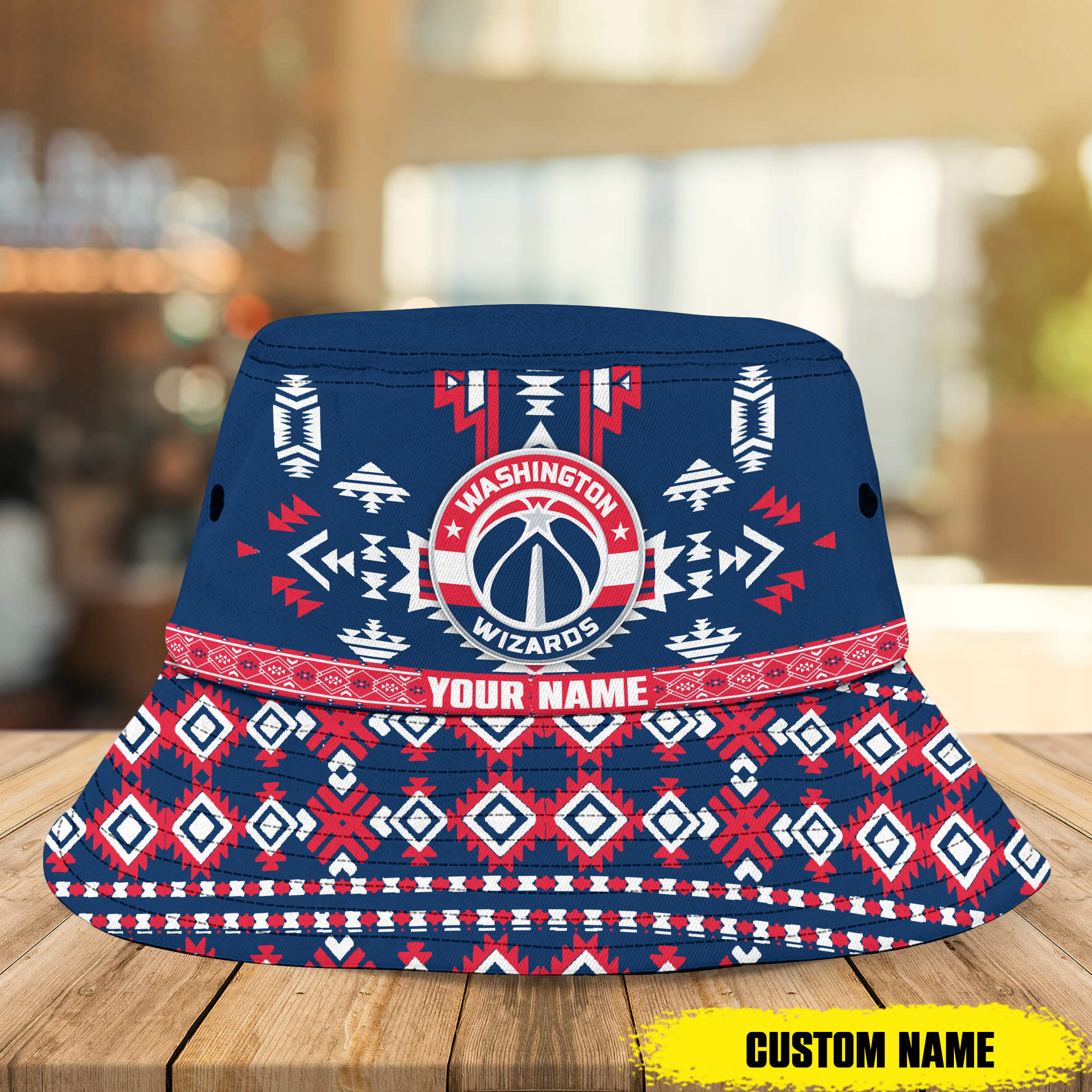 Nba Washington Wizards Native Pattern Personalized Bucket Hat 