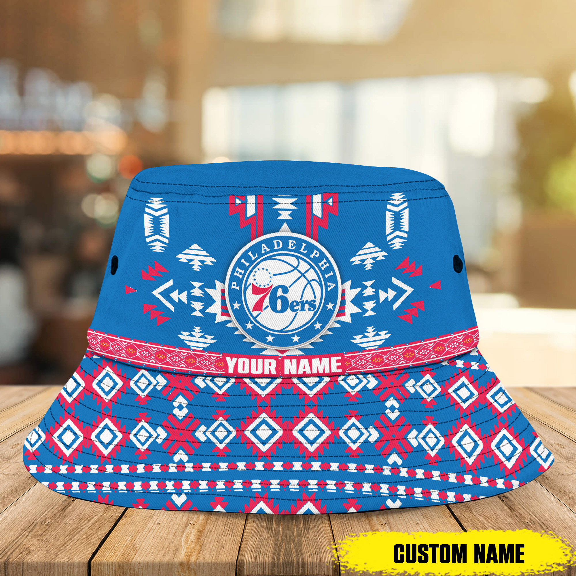 Nba Philadelphia 76Ers Native Pattern Personalized Bucket Hat 