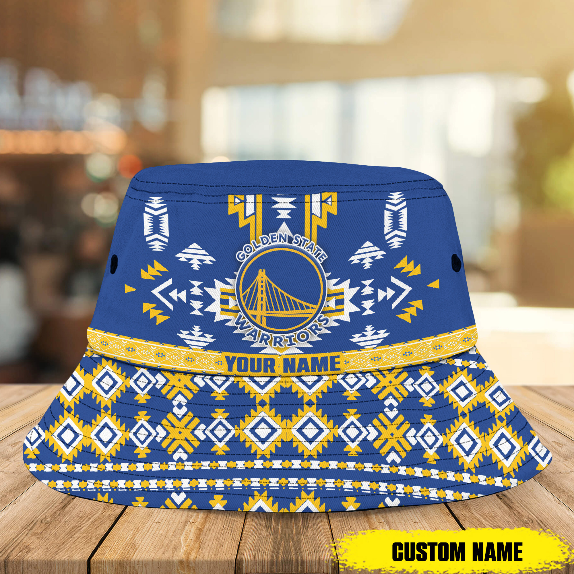 Nba Golden State Warriors Native Pattern Personalized Bucket Hat 