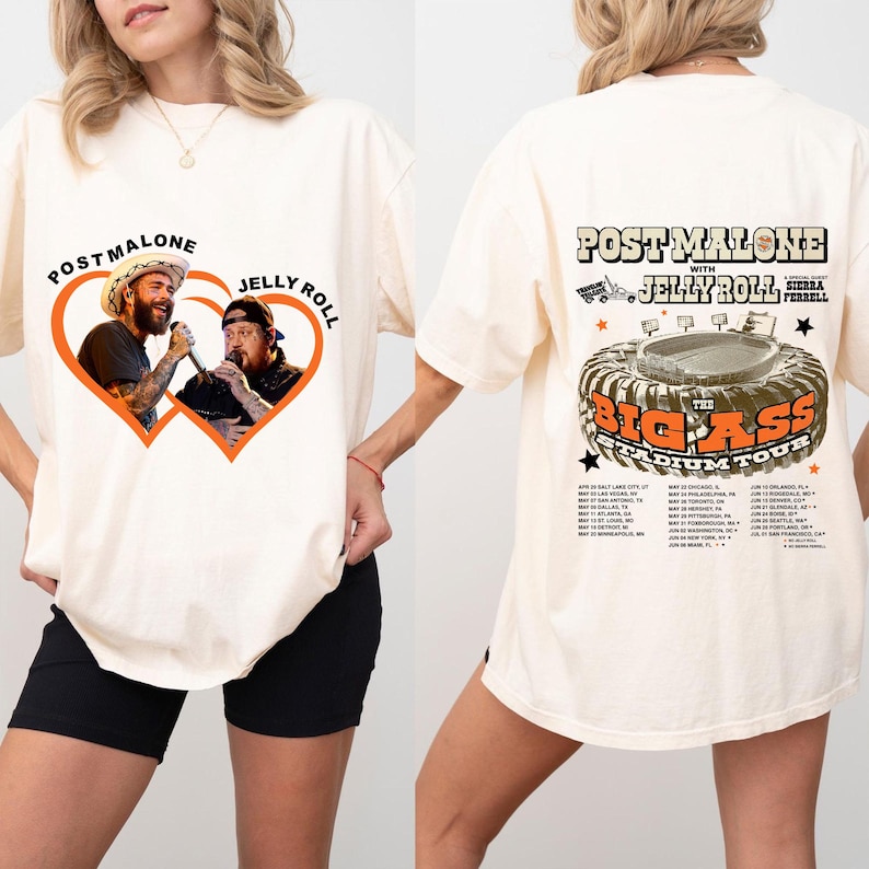 Post Malone Jelly Roll Shirt, Jelly Roll Concert 2025 Tshirt