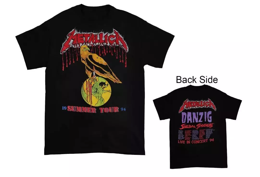1994 Metallica Summer Tour Black Shirt Double Sided Tee