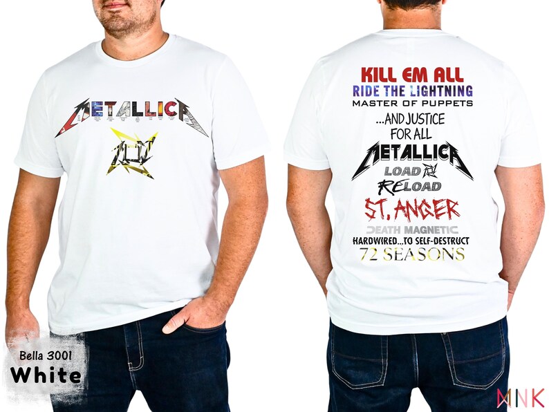 Metallica Album Shirt Unisex Rock Band Shirt White
