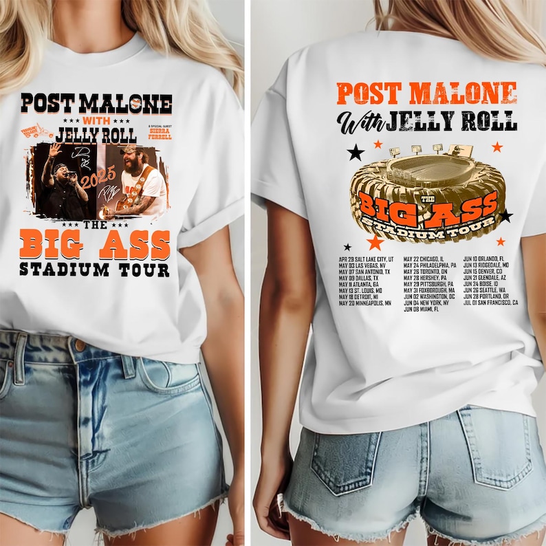 Post Malone Jelly Roll Shirt, Concert Tour Music Western 2025 Shirt