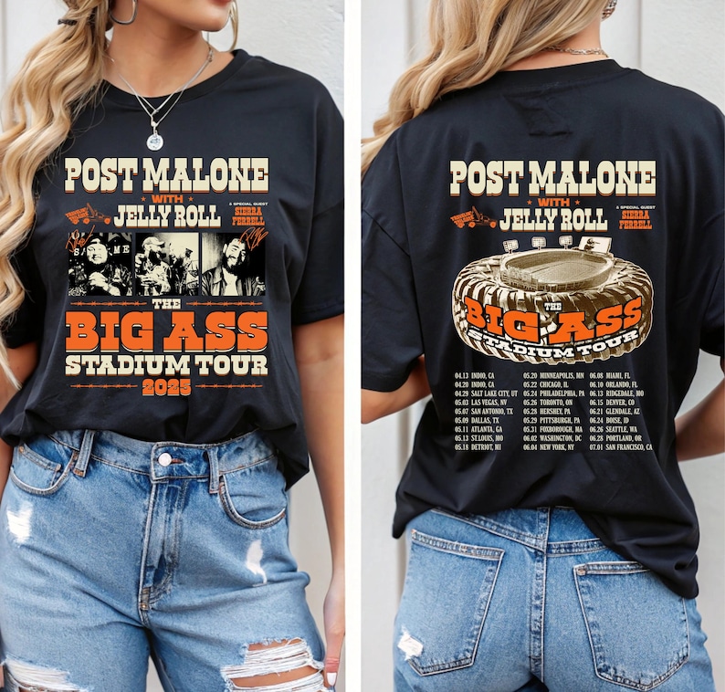 Post Malone Jelly Roll Tour Shirt, Big Ass Stadium Tour Tee, Country ConcerShirt, Posty Merch, Western Graphic Music Tee