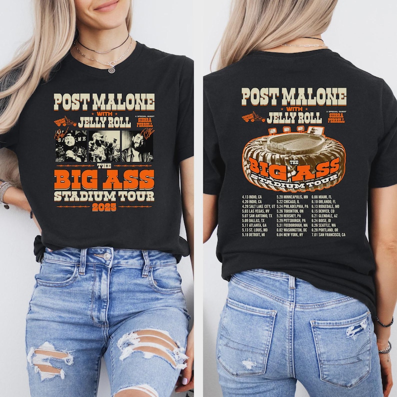 Post Malone Jelly Roll Tour 2025 Shirt, Jelly Roll Concert Tshirt, Post Merch, Posty Shirt