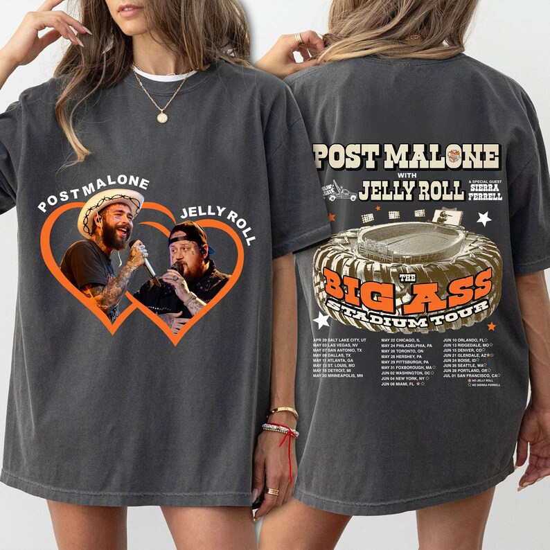 Post Malone Jelly Roll Tour 2025 Shirt, Jelly Roll Concert Tshirt