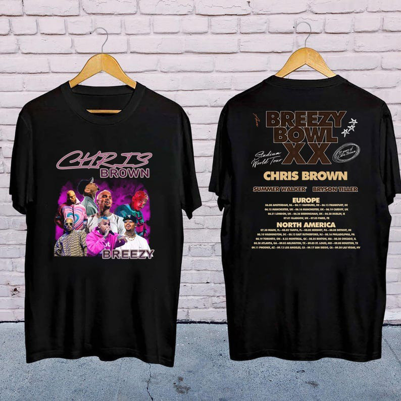 Chris Brown Breezy Bowl Xx Tour 2025 Shirt Music