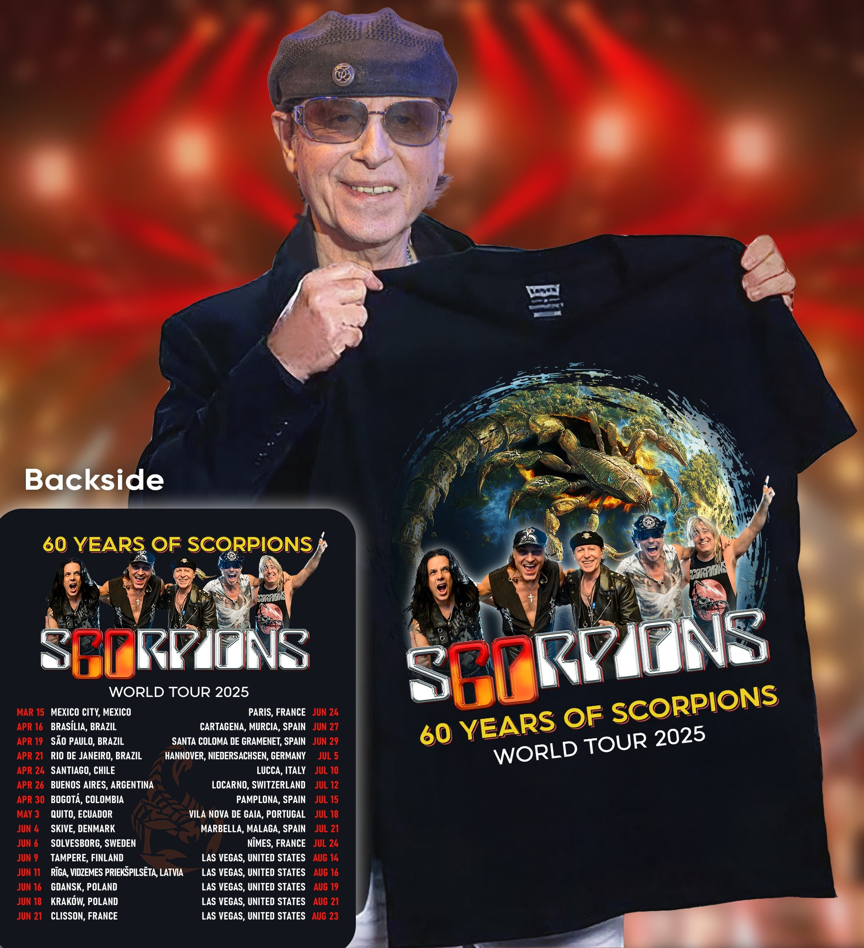 Scorpions Tour 2025 Shirtcorpions 60Th Years Of Scorpions World Tour Merch