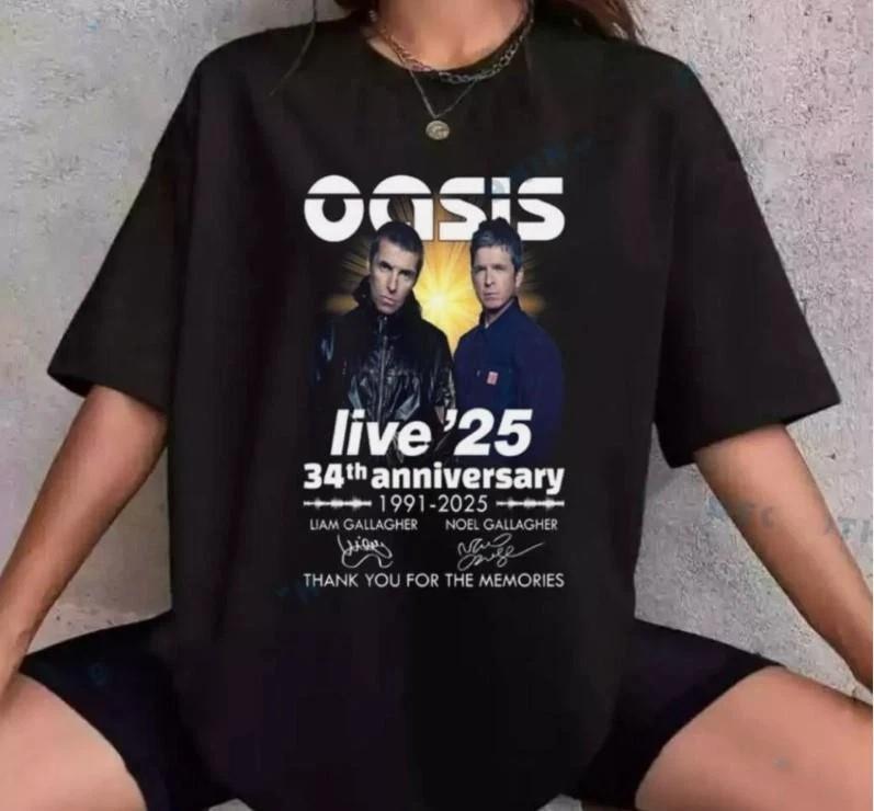 Oasis Live 25 34Th Anniversary 1991-2025 Unisex Shirt