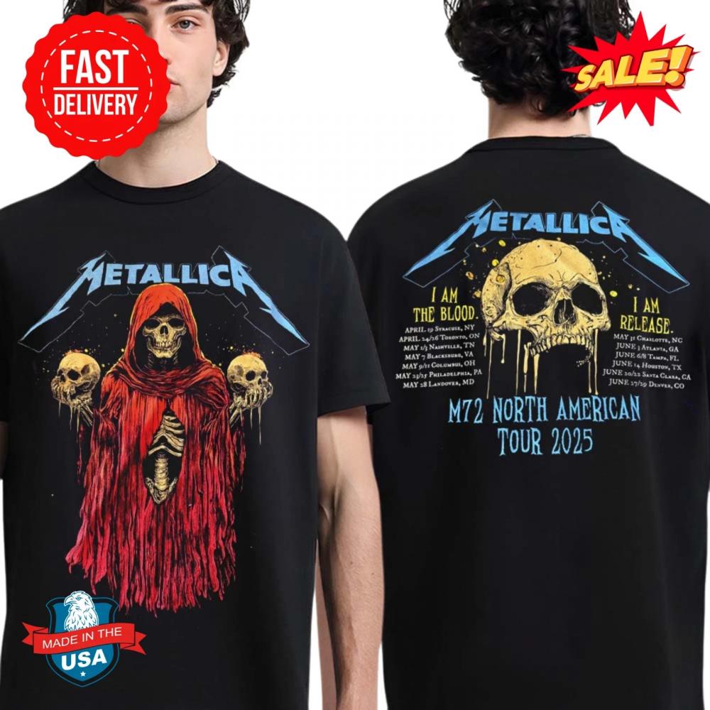 Metallica M72 North American Tour 2025 Tour Dates Skeleton Witch Shirt