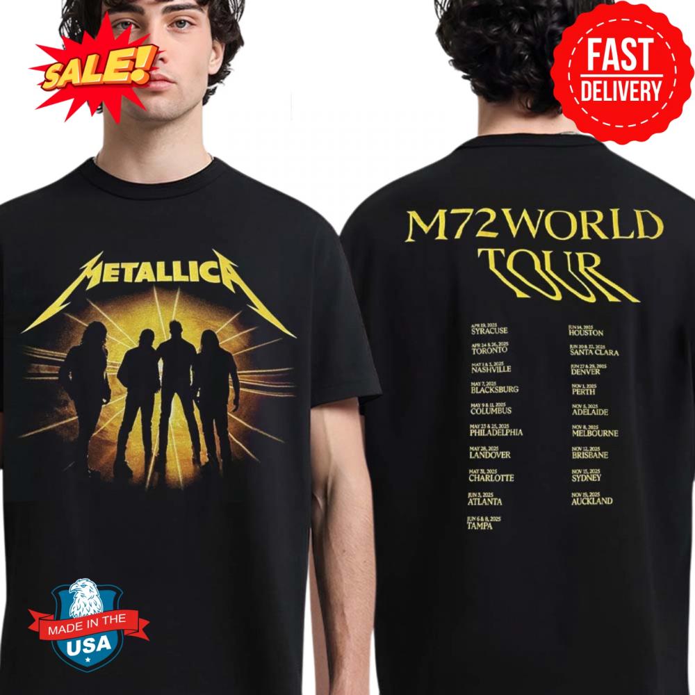 Metallica M72 World Tour 2025 Album Cover With Tour Dates Shirt