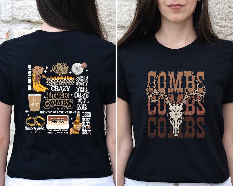 Combs Bullhead Shirt Two Side Print, Country Music Shirt, Luke Combs World Tour 2025, Cowboy Combs, Luke Combs Fan, Cowgirl Tee