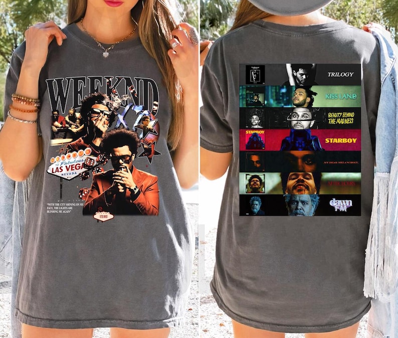 The Weeknd After Houses Tour Double-Sided T-Shirt, The Weeknd Shirt Vintage Washed Look R&B Tee