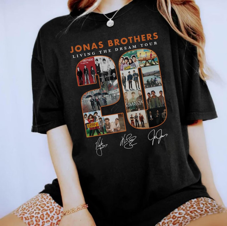 Vintage Albums 20Th Anniversary Of Jonas Shirt, Living The Dream Tour 2025 Shirt