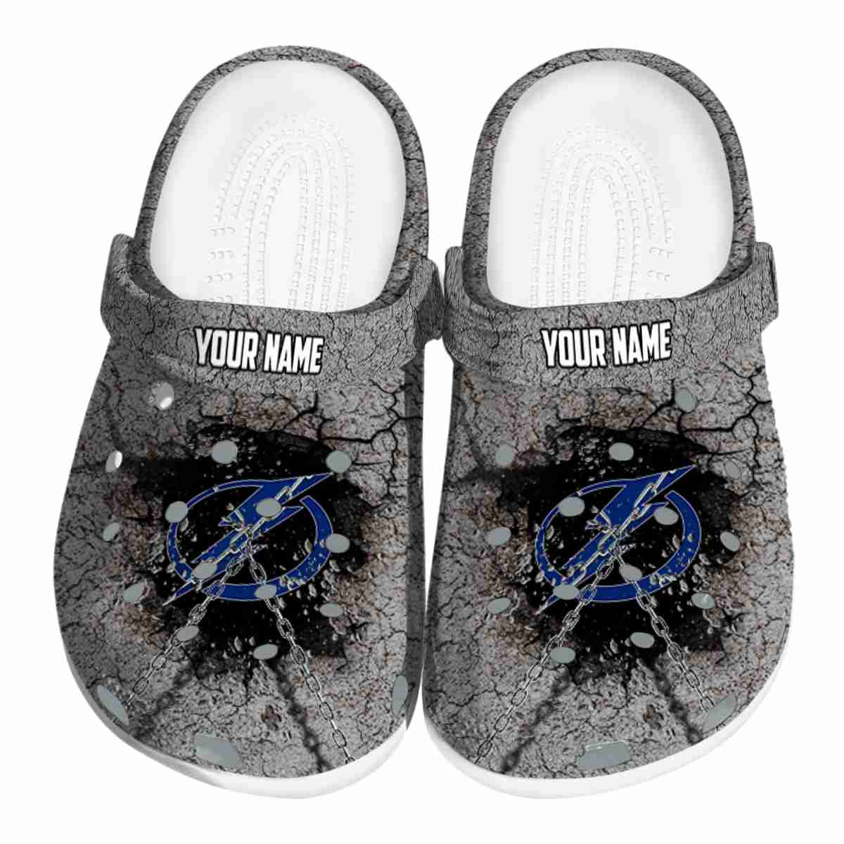 Customized NHL Tampa Bay Lightning Cracked Ground Texture Crocs Clog