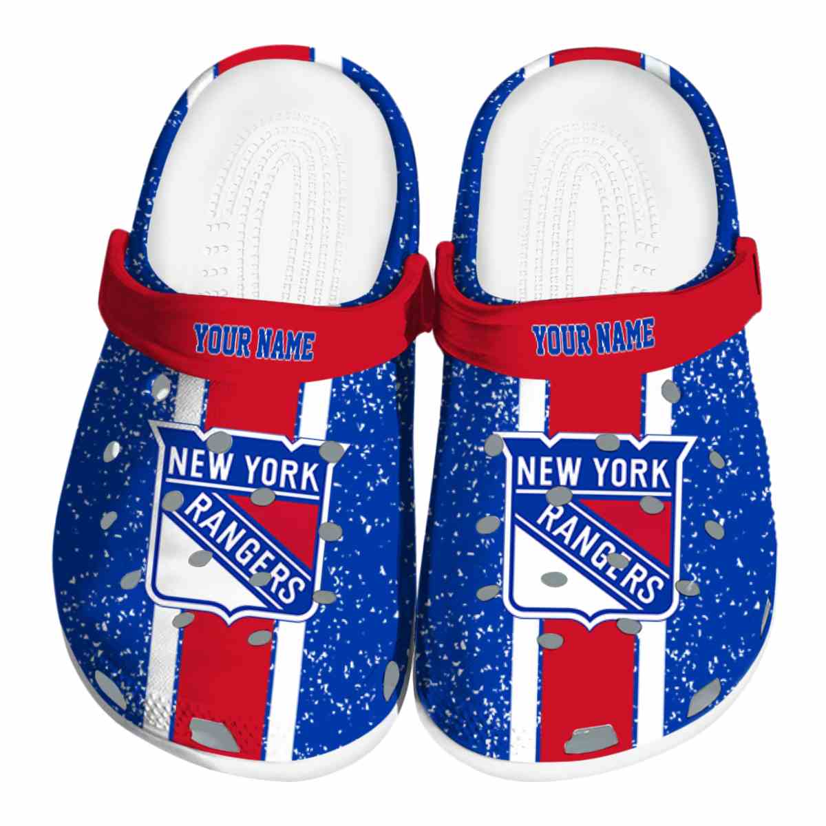 NHL Customized New York Rangers Vertical Stripes Crocs