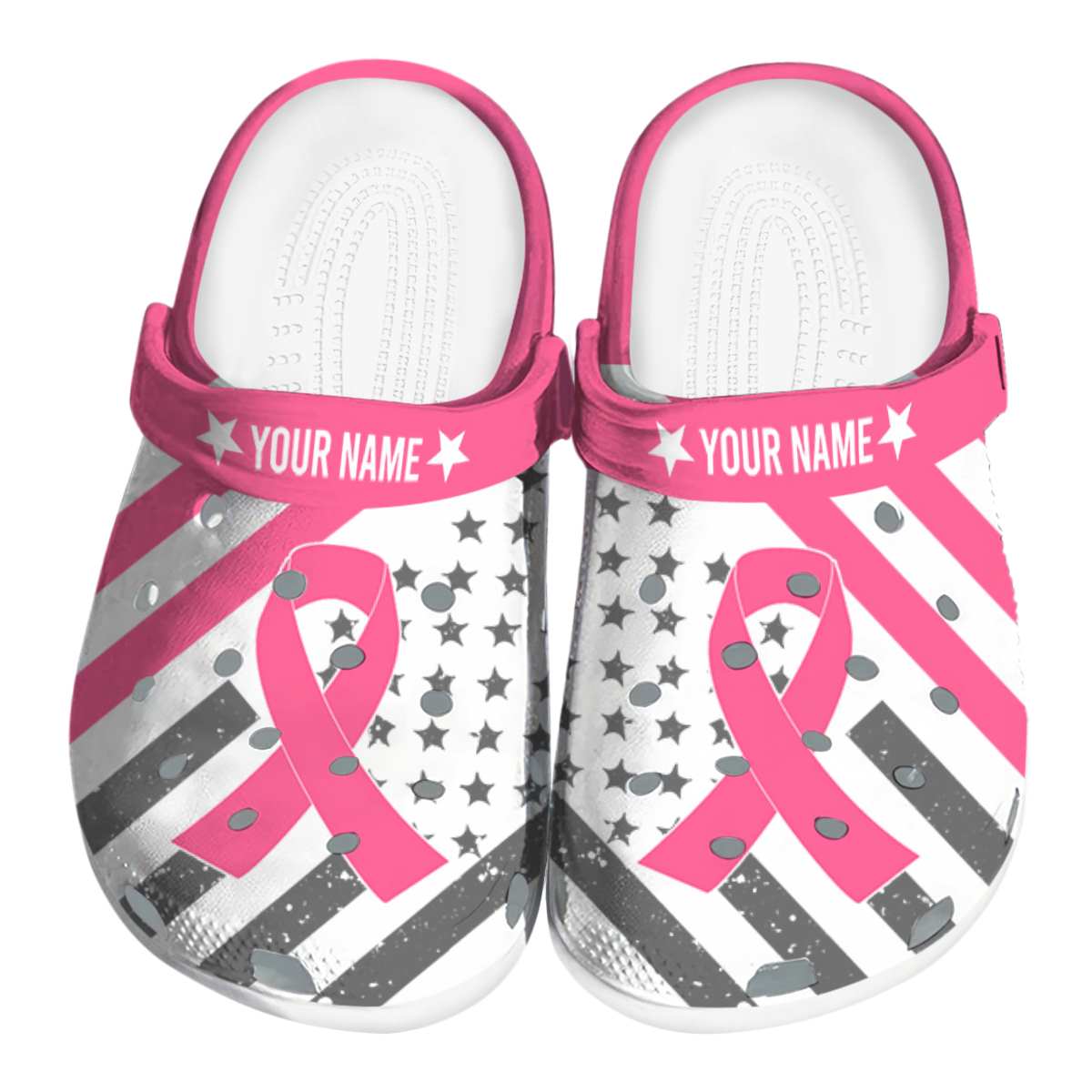 Breast Cancer Star-Spangled Graphic Crocs Custom For Men Women Kids