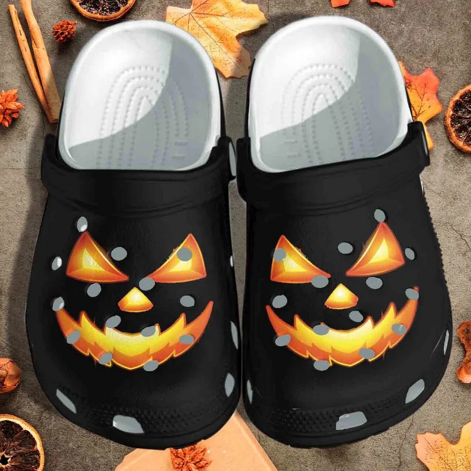Scary Black Pumkin Halloween Clogs For Kids And Adults 