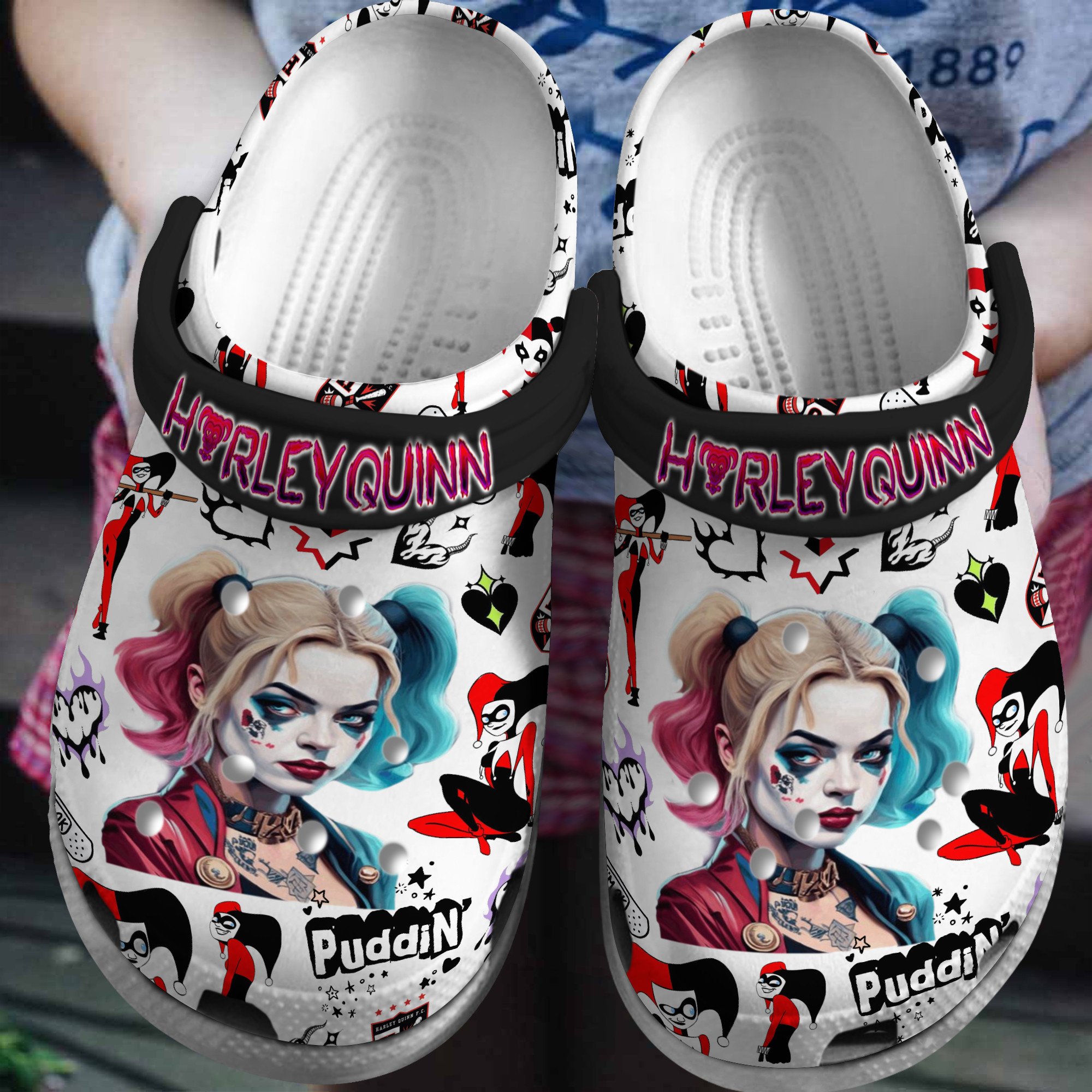 Breathable And Lightweight Harley Quinn Clogs For Kids & Adults