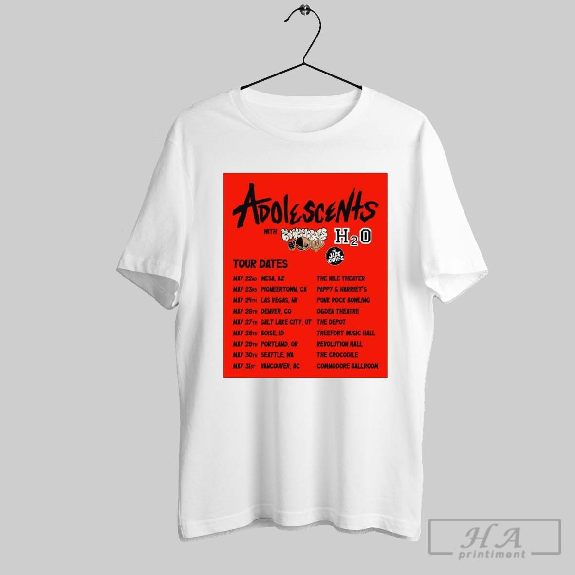 Adolescents With The Nile Underground H2O The Jack Knives Tour 2025 Shirt