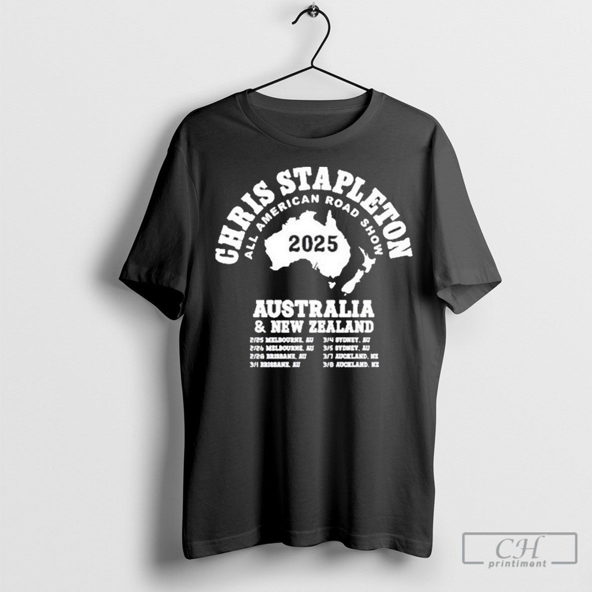 Chris Stapleton 2025 Australia New Zealand Alt Tour Shirt