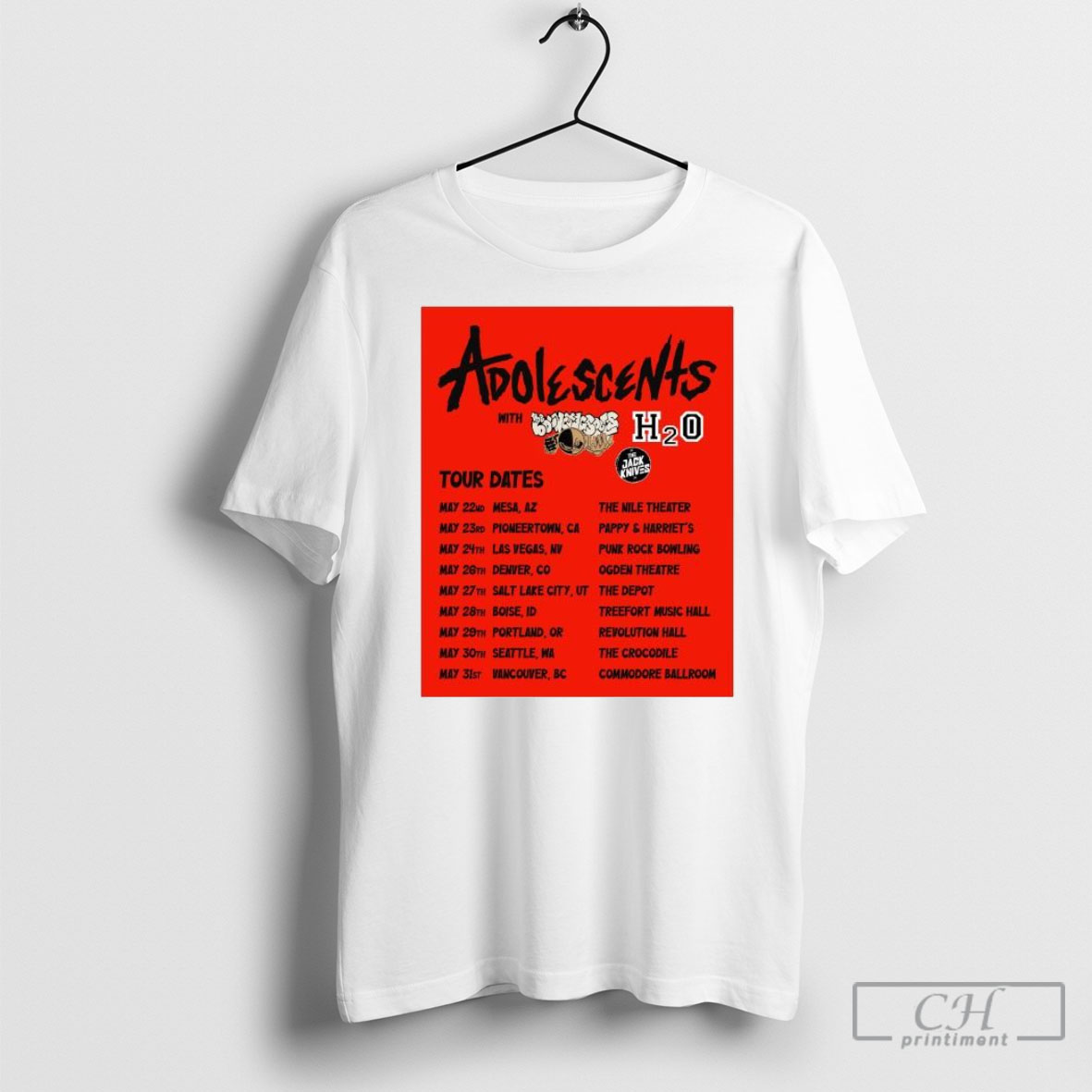Adolescents With The Nile Underground H2O The Jack Knives Tour 2025 Shirt