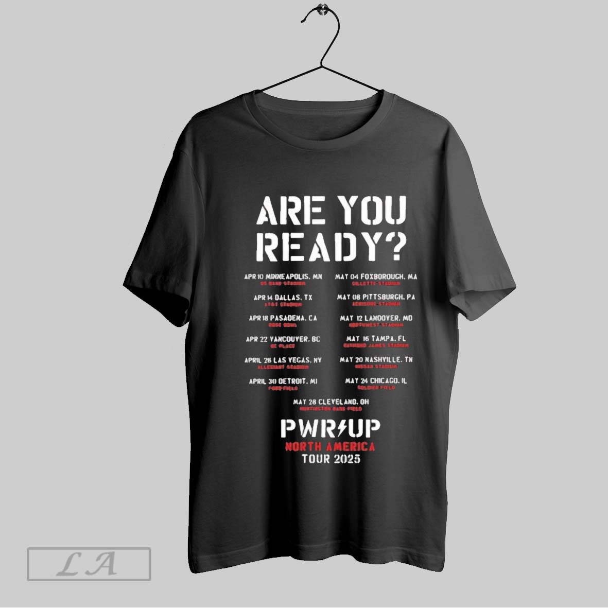 Acdc Are You Ready Pwr Up North America 2025 Tour Black And White Unisex Shirt