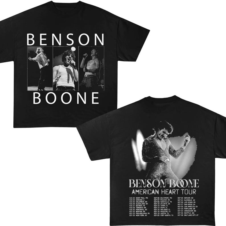 Benson Boone B&W American Heart Tour ConcerShirt