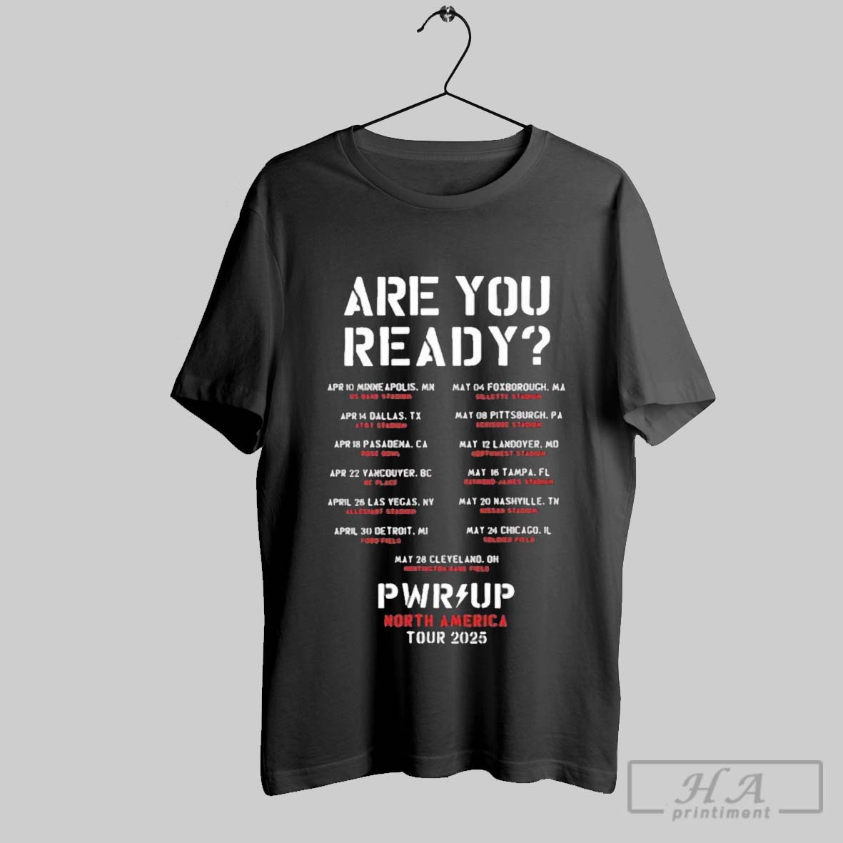 Cdc Are You Ready Pwr Up North America 2025 Tour Black And White Shirt
