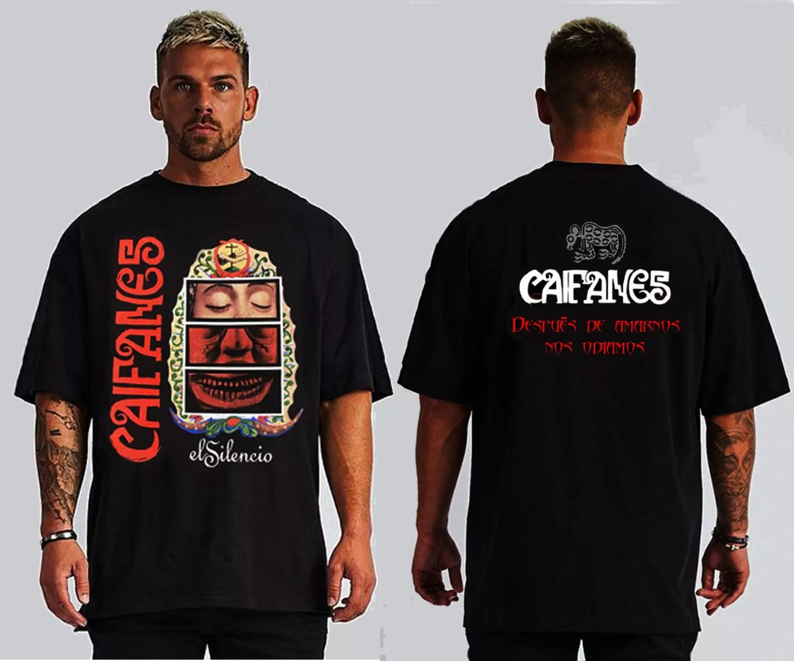 Caifanes Album El Silencio Front And Back Print Rock En Espanol Black Shirt
