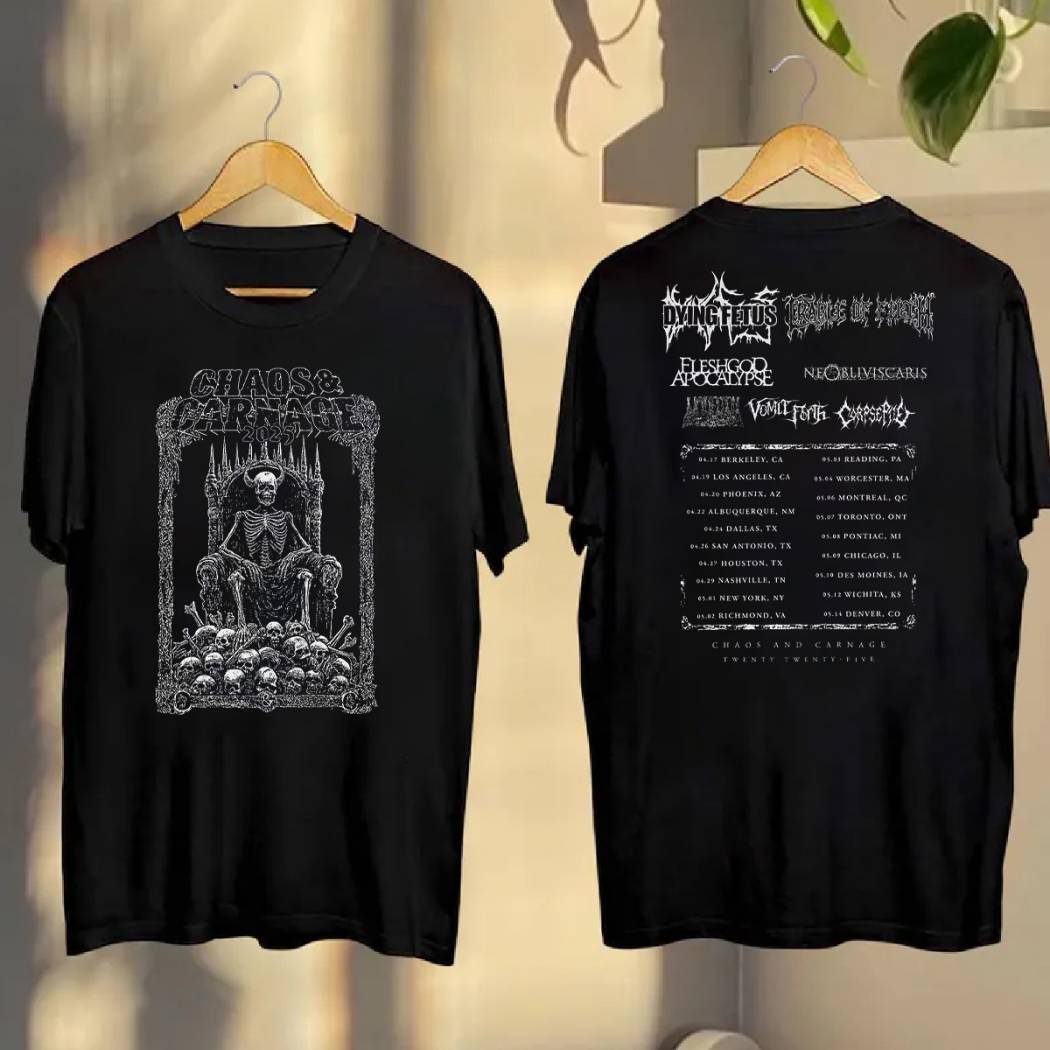 Chaos And Carnage 2025 Tour White Skull King T-Shir Shirt
