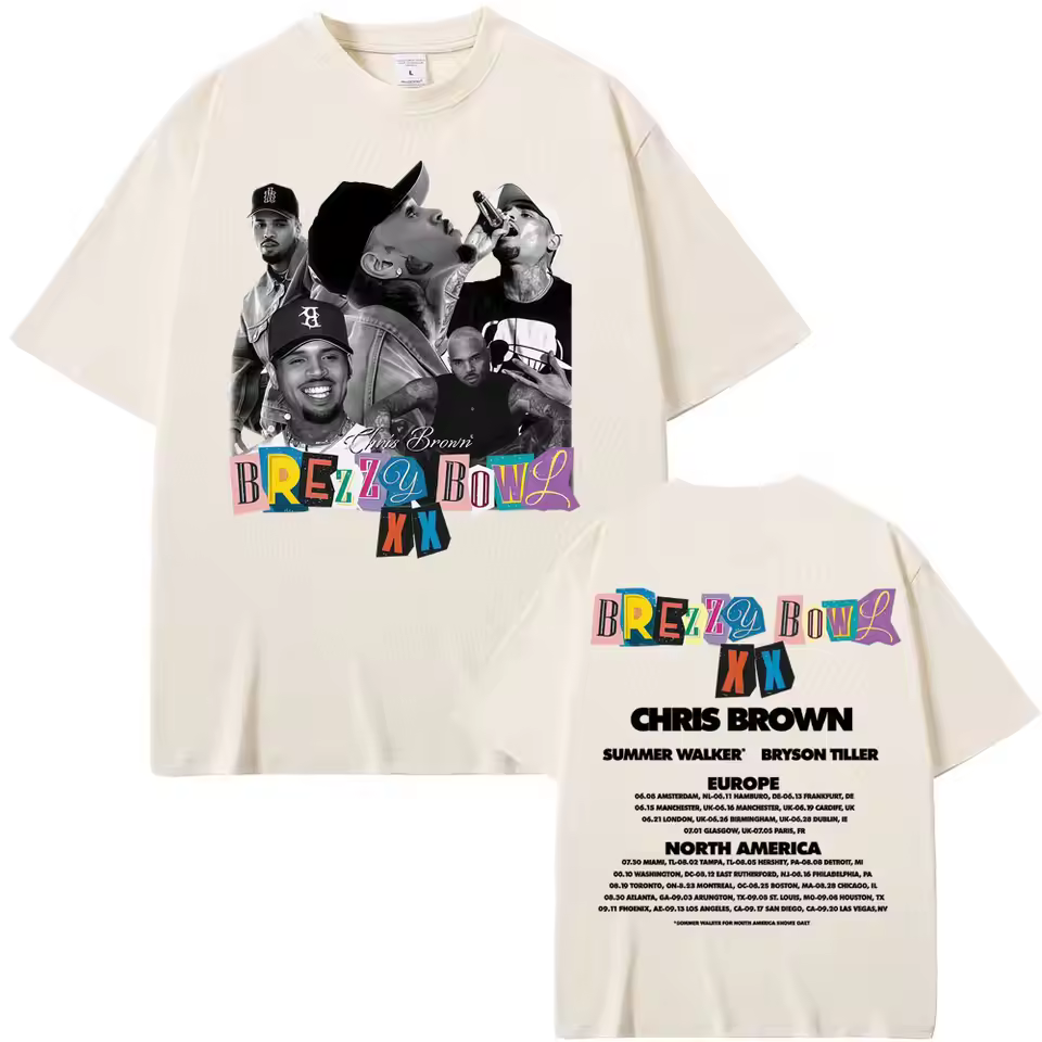 Chris Brown Tour Breezy Bowl Xx Album Tour 2025 Shirt