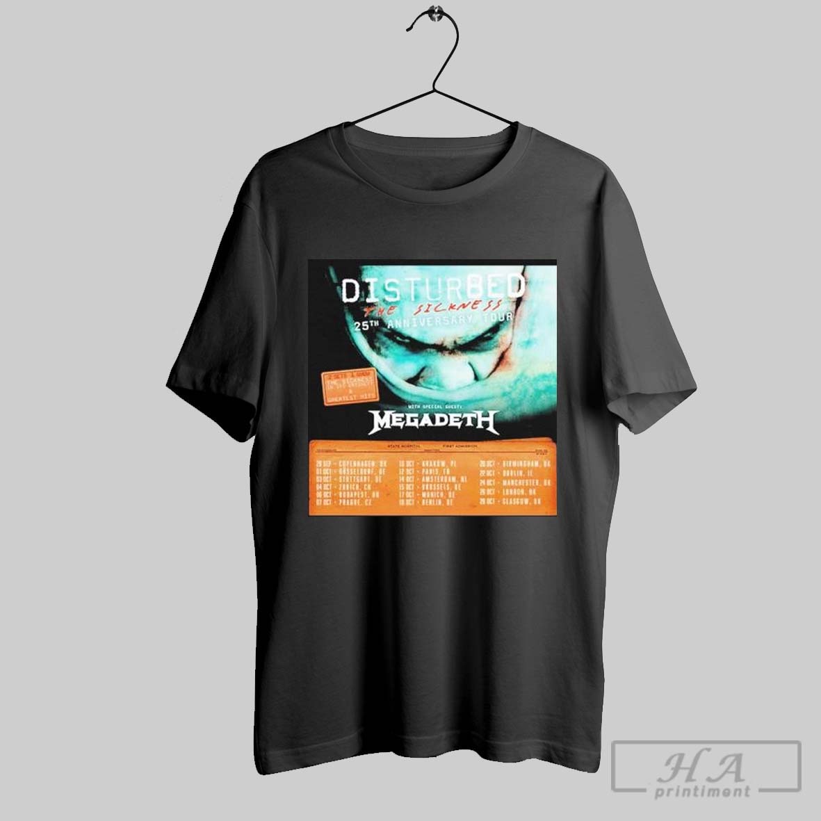 Disturbed The Sickness 25Th Anniversary Tour Europe And Uk 2025 Tour Shirt