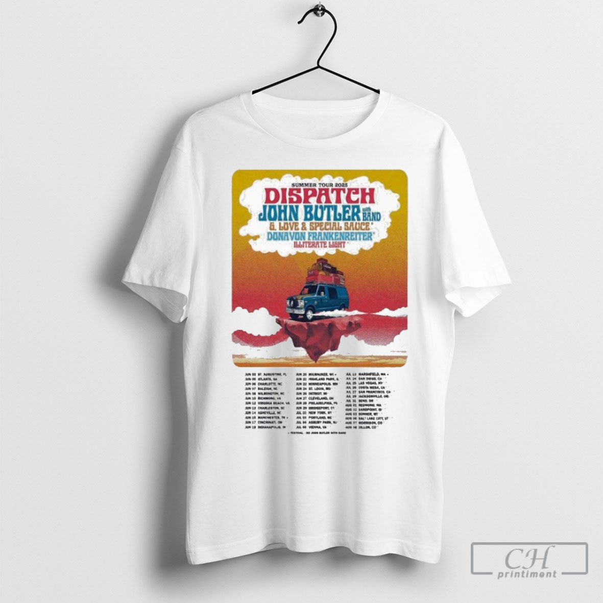 Dispatch John Butler June July Summer Tour 2025 Shirt